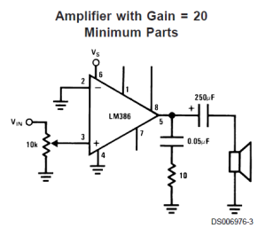 LM386 amplifier with minimum parts